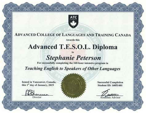 Online Tesol Advanced Diploma Atc Canada Teach English Abroad