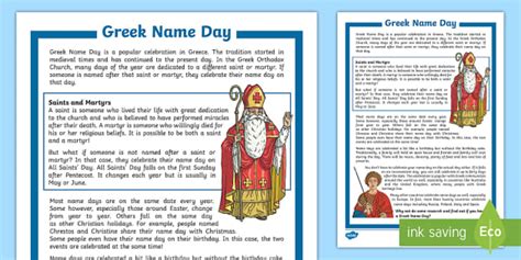 Greek Name Day Fact File Ac9hs3k02 Teacher Made Twinkl
