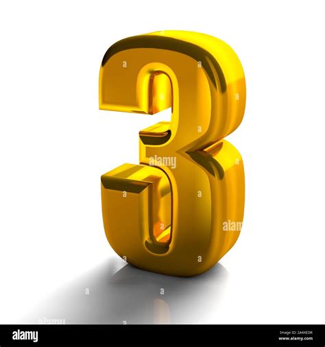 3d Shiny Golden Number 3 One Collection High Quality 3d Render