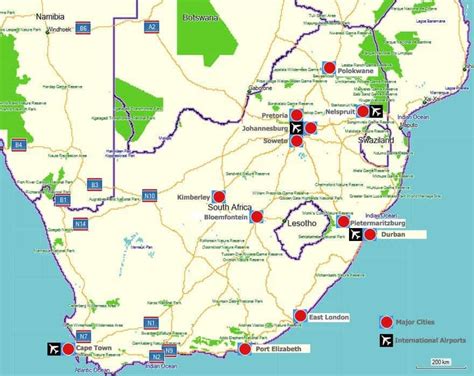 South Africas Major Cities And International Airports South Africa