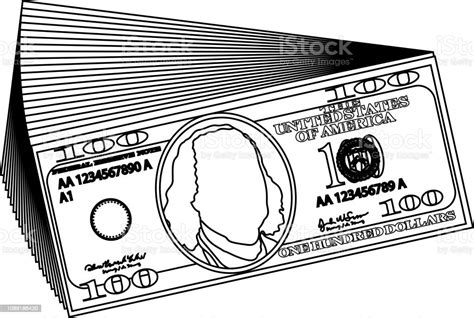 Bunch Of 100 Us Dollar Banknote Outline Stock Illustration Download
