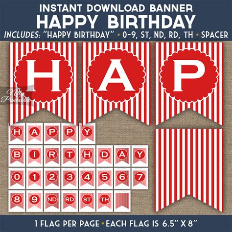 Managing editor marie ellis gives her monthly update on the latest news behind the scenes at medical news today. Happy Birthday Banner - Red Blue White Stripe - Nifty ...
