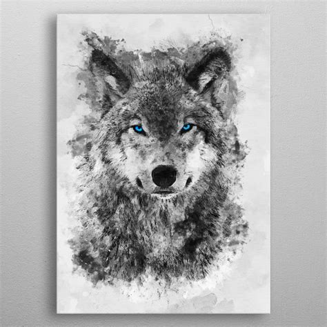 Grey Wolf Blue Eyes Poster By Syanart Displate Art Wolf Painting