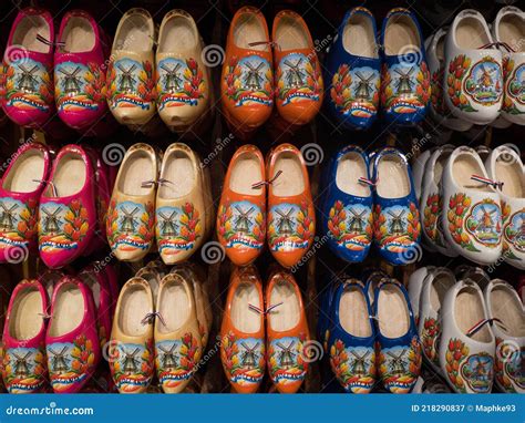 Selection Of Traditional Typical Dutch Footwear Klompen Klomp Clog