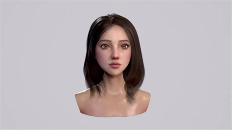 3d Model Realtime Long Girl Hairstyle Game Ready Vr Ar Low Poly