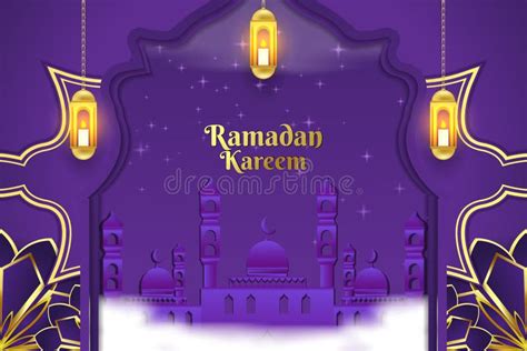 Ramadan Kareem Islamic Background Purple Color With Element Stock