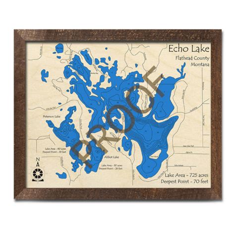 Echo Lake 3d Wood Map Montana Nautical Wall Art