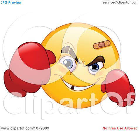 Clipart Yellow Emoticon Boxer Wearing Gloves Royalty Free Vector