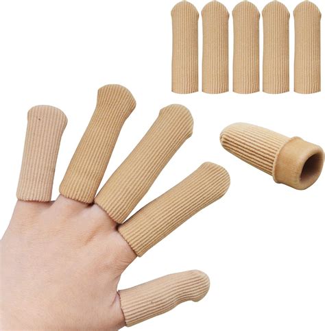 5 Pieces Gel Finger Protectors Fabric And Silicone Caps