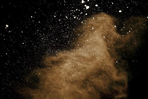 Explosion Of Brown Powder On Black Background Stock Photo Image Of