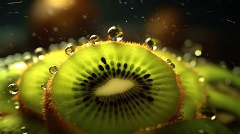 Premium Ai Image A Kiwi Fruit With Water Droplets On It