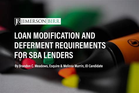 If this option sounds like a solution to your problem, you need to learn about each loan modification program, what requirements there are, and what you need to do to qualify. Loan Modification and Deferment Requirements for SBA ...