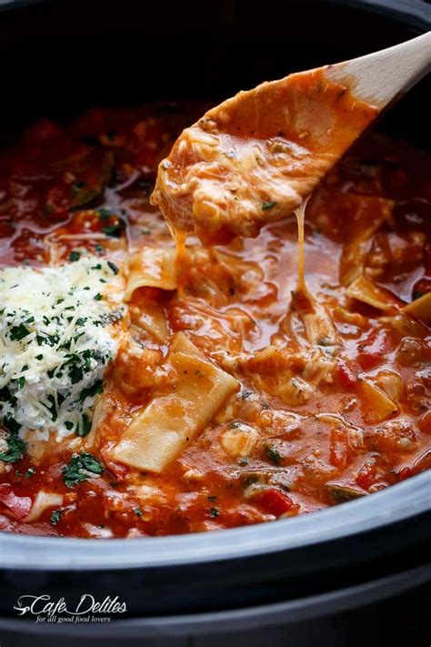 Easy Slow Cooker Lasagna Soup Video Cafe Delites