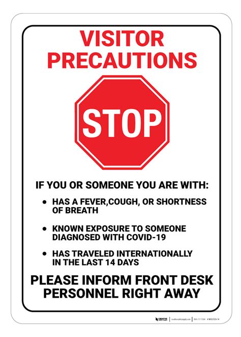 Visitor Precaution Covid 19 Wall Sign Creative Safety Supply
