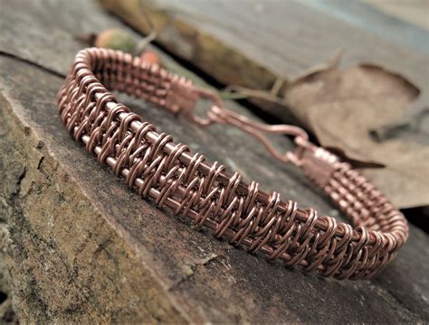 Mens Copper Bracelet Wire Weave Bracelet Wire Wrap Copper Bangle