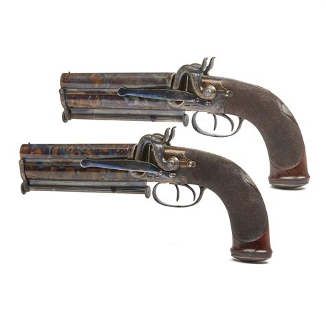 Pair Of Wilkinson Over And Under Double Barreled Howdah Pistols