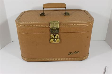 Vintage Starline Luggage Makeup Case Tan With Mirror And Insert Nice Old