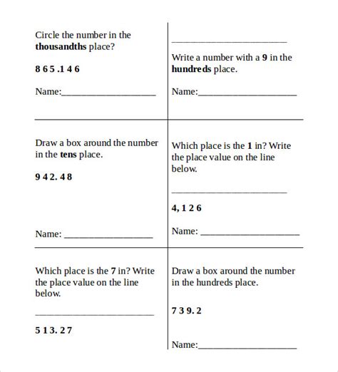 Free 13 Sample Place Value Worksheet Templates In Pdf