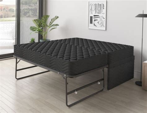 King Single Bed Base With Trundle Bed W2 Mattresses In Black In 2020