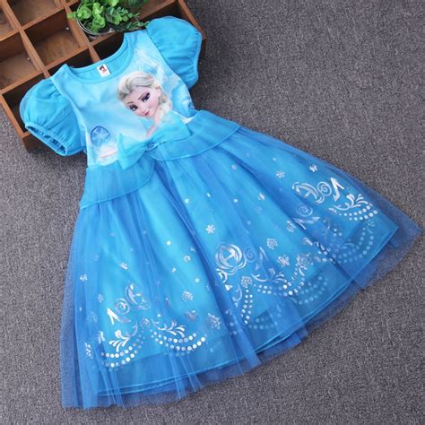 Disney Princess Summer Girl Performance Dresses Frozen Cotton Mesh