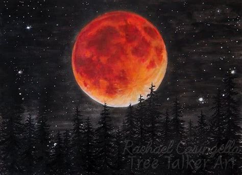 Lunar Eclipse Giclee Print Blood Moon Art By Rachael Caringella Full