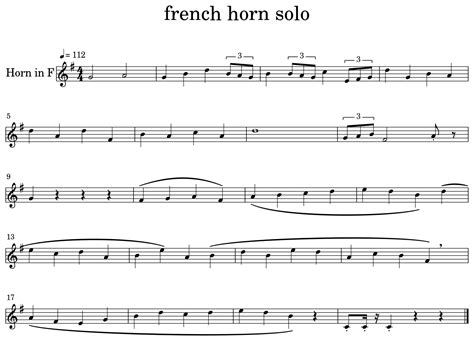 French Horn Solo Sheet Music For Horn In F