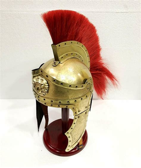 Antique Medieval Roman Centurion Vintage Helmet Armour Red Crest Plume