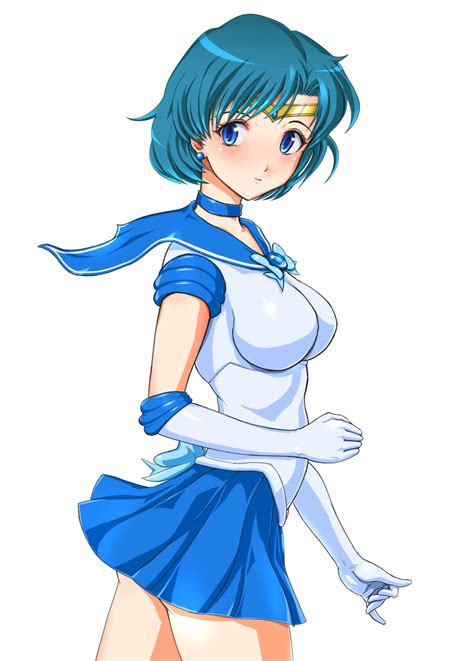 Safebooru 1girl Bishoujo Senshi Sailor Moon Blue Eyes Blue Hair Breasts Choker Earrings Elbow
