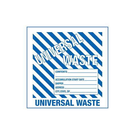 Assorted Pre Printed Hazwaste Labels Universal Waste W Blue Stripes X
