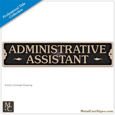 Administrative Assistant 9 Bronze Door Sign Metal Cast Sign Co