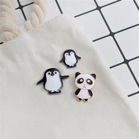 3pcs Cartoon Cute Enamel Pin Penguin Panda Animal Pins Anime Icons