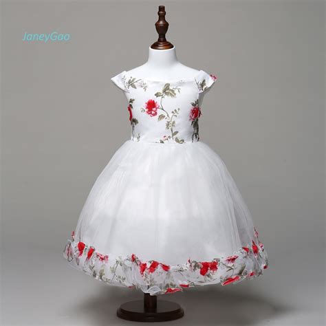 Janeygao 2018 New Flower Girl Dress Red And White Princess Gown For