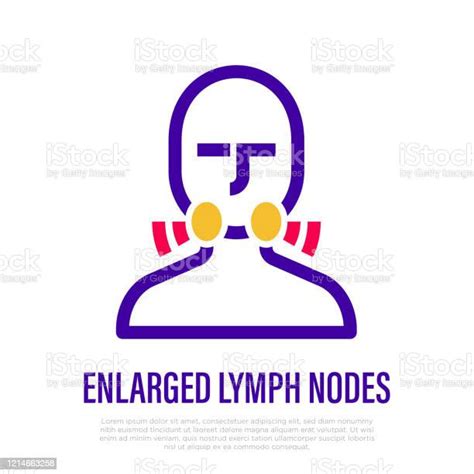 Enlarged Lymph Nodes Inflammation On Neck Thin Line Icon Healthcare And