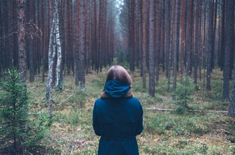 Girl In Blue Coat At The Woods Hd Wallpaper Wallpaper Flare