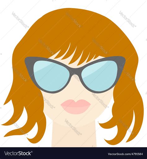 Fashion Red Woman Face Sexy Nude Lips Sunglasses Vector Image