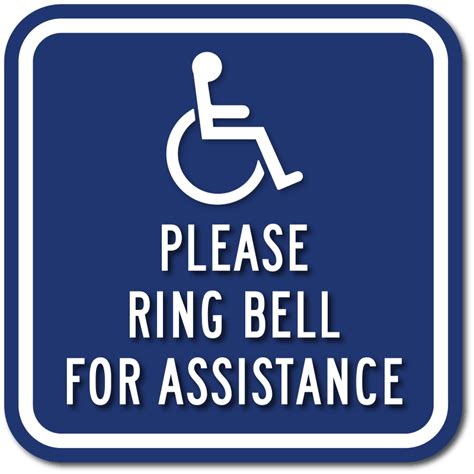 Wheelchair Symbol Ring Bell For Assistance Signs Outdoor Aluminum