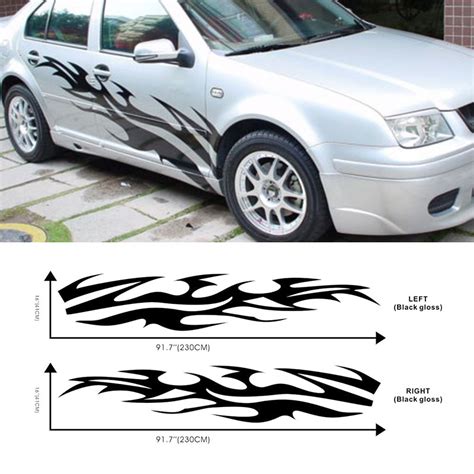 Send us your artwork or choose one of our free templates. Car Racing Flames Sports Door Decals for BORA Vinyl Auto ...