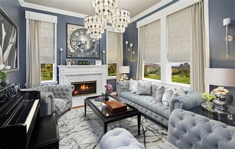 Wallpaper Sofa Window Fireplace Piano Mansion Luxury Design