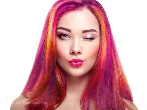 Beauty Fashion Model Girl With Colorful Dyed Hair By Heckmannoleg
