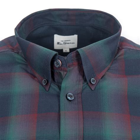 Ben Sherman Long Sleeve Big Muted Check Shirt Navy Adaptor Clothing