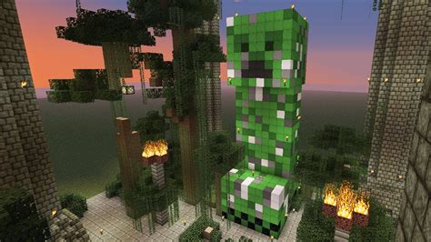Giant Creeper Statue And Pillars Tutorial Minecraft Youtube