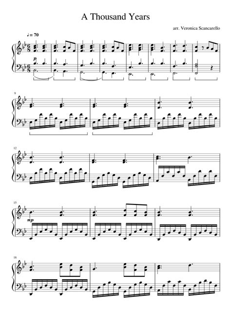 A Thousand Years Sheet Music For Piano Download Free In