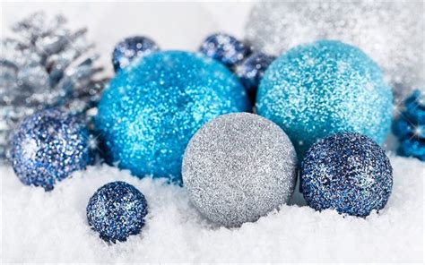 Download Wallpapers Blue Christmas Balls Happy New Year Christmas