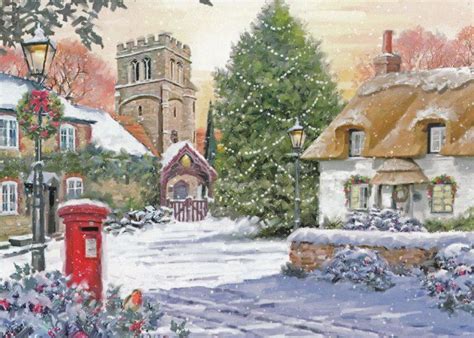 nostalgic christmas card scene the perfect english village in snow looks like something from
