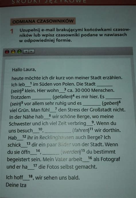 Uzupełnij Email Brakującymi Końcówkami Czasowników Lub Wpisz Czasowniki Podane W Nawiasach W