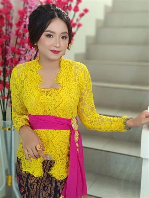 traditional indonesian dress kebaya bali yellow dewatastar etsy