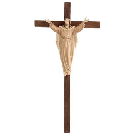 Resurrected Jesus Christ Statue On Cross Burnished In 3 Colours