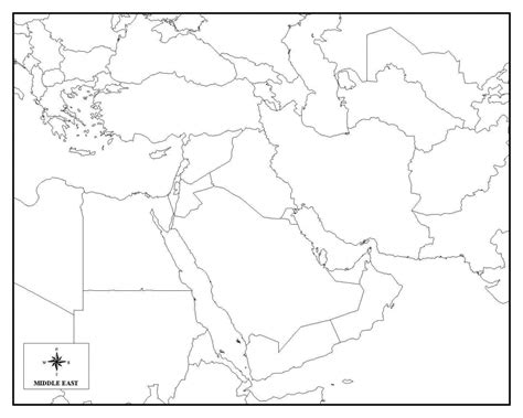 Middle East Map Outline Printable Eastern Mediterranean Sea Free Map