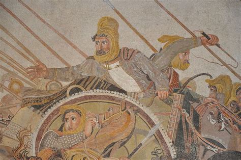 Detail Of The Alexander Mosaic Depicting The Battle Of Issus Between