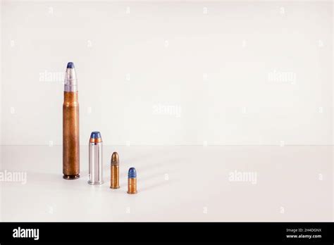 Different Type Of Bullets Isolated Over A White Background Stock Photo
